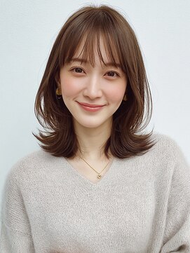 カノエ 福岡香椎店(canoe) 顔周りカット くびれヘア ブラウンカラー 前髪カット 20代 艶髪