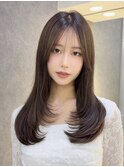 結べるレイヤーカット/ミルクグレージュ/韓国巻き/顔周りカット