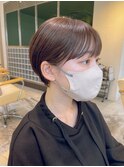 くびれヘア顔周り韓国レイヤーカット黒髪ショートミディアム/柏