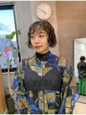 パーマボブ、くるくるパーマ、ウェーブパーマ、アッシュブラウン