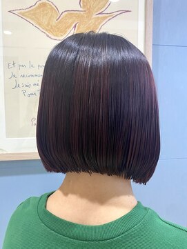 ベルフェミンイオンS.C 【bellefemin 上原安由那】暖色カラー×縮毛矯正 ぱっつんボブ