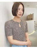 レイヤーボブニュアンスカラーミルクティーベージュ