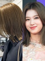 ラレイ ハラジュク(Lalei harajuku)&nbsp;【白石】TWICEサナ風オリーブベージュ/タッセルボブ/韓国ボブ