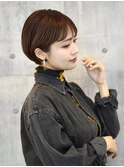 大人ショートボブ丸みショートカットマッシュショート前髪あり