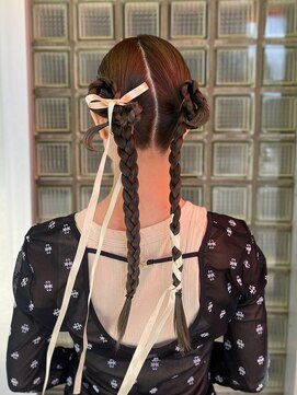 ヌープヘアーアイス(NUUP.hair ici) ドレスヘア編み込み二次会三つ編みツインヘアセット