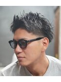ベリーショートメンズマッシュツイストパーマボウズツーブロック