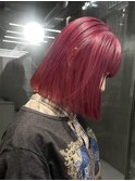 カシスピンク　ワインレッド　ボブ