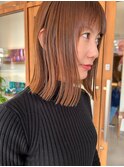 スモーキーピンクベージュ／ボブ／切っぱなし/hal泉中央