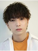 ナチュラルシースルーラウンドマッシュアッシュブラウン