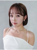 顔周りレイヤー韓国ヘア美髪グレージュミディアム_F0574