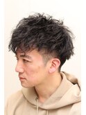 ツイストスパイラルパーマツーブロックショート短髪床屋バーバー