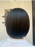 30代40代切りっぱなしボブ前髪ありボブ大人ボブ黒髪暗髪ブラウン