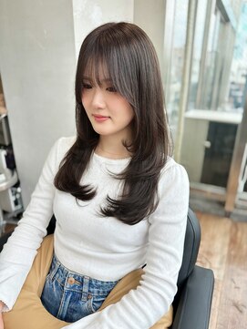 マインバイアフロートギンザ(MYNE by AFLOAT GINZA) ロングレイヤー/顔周りレイヤー/前髪カット/オリーブベージュ