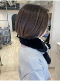 顔周りハイライトまるみショートボブ赤羽美容室