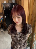 アフターニュース 新潟(afternews) ボルドーレッド/顔周りレイヤー/ケアブリーチ/髪質改善/新潟