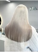 ペールピンクブロンドシルバーホワイトベージュ顔周りレイヤー