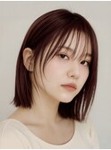 切りっぱなし外ハネボブ艶暗髪シースルーバング