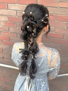 アース 市ヶ谷店(HAIR&MAKE EARTH) 20代30代40代◎ポニーテール編みおろし華やか美人ヘア