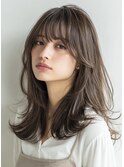 セミロングレイヤー×透明感カラー/髪質改善/個室サロン/仙台