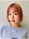 ピンクベージュ/アンブレラカラー/クールショート/前髪/表参道
