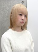 ハイトーンショートハッシュボブミルクティーピンクベージュ韓国