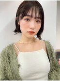 地毛風カラー黒髪切りっぱなしボブ/小顔ショートボブ/池袋