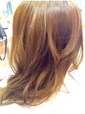 地毛ミディアムから ストレートエクステ  ゆるふわ巻き仕上げ