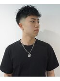 コンマヘアショートレイヤーかき上げパーマトランクスヘア