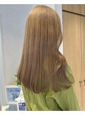 柔らかいベージュカラー♪顔まわりカット　ダブルカラー　