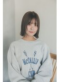 切りっぱなしボブ×オリーブグレージュ　○る