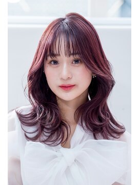 ビハインドザカーテン(BEHIND THE CURTAIN) モテ髪小顔くびれヘア[カールセミディシアーカラー姫カット]