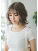 くすみベージュ/ゆるふわ外ハネボブ/ナチュラル外巻き