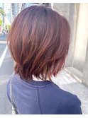 ブリーチなし、明るめからトーンダウンで鮮やかボルドーピンク