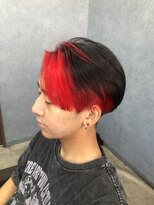 クレオ 福大通り店(CREO)&nbsp;センターパート×レッド×ブラック