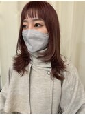 20代30代 ウルフカット ピンクベージュ ワイドバング