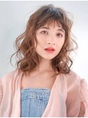 ミディアムパーマ×フェミニンミディアム