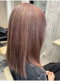 大人かわいい透明感ヘアカラー ピンクベージュ ブリーチ