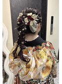 ツイン編みおろしヘア♪成人式卒業式 着付けヘアセット