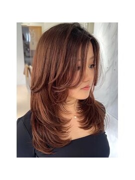 クレス(Cress) ハイライトカラーミルクティーベージュレイヤーカット