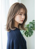 マロンベージュ/くすみベージュ/ゆるふわ巻きモテヘア
