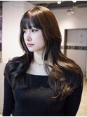 ロングくびれヘア美髪韓国ヘア顔周りレイヤー_F0487