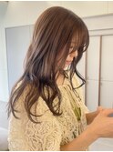 オリーブベージュ/レイヤーロング/イルミナカラー/ウェーブ巻き