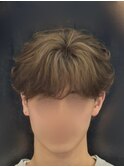 韓国へアカルマパーマワックスなしセンターパート黒髪ウルフ