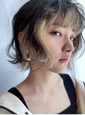 前髪インナーカラー×黒髪×ミニボブ【本多身和子】
