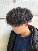 波巻きパーマメンズツイストスパイラルパーマツーブロック