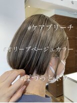 クラップス 杉田店(CLAPS)&nbsp;ぱつっとボブ/ケアブリーチ/ベージュ/ツヤ感/ハイトーン
