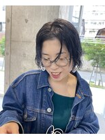 カケル(×.)&nbsp;切りっぱなしボブ/ブルーブラック/クセ活かしカット/うざバング