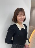 イメチェン外ハネボブ美髪ワイドバングレイヤー韓国ブリーチなし