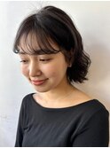 デジタルパーマ　ブルーブラック　美髪　イメチェン
