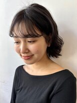 デジタルパーマ　ブルーブラック　美髪　イメチェン